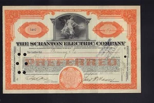THE SCRANTON ELECTRIC COMPANY PA issued to Corning & Co 1935 - Picture 1 of 1