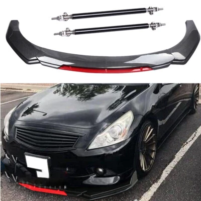 For Infiniti G37 G35 Sedan front Bumper Lip Spoiler Splitter Strut Carbon fiber Foto 1 de 4