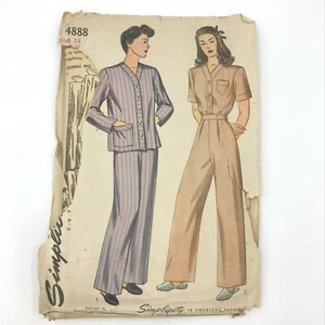 Vintage 1940s Simplicity Sewing Pattern 4888 2 Piece Pajamas 32 Bust UNUSED PT - Picture 1 of 9