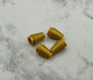 LEGO Parts Lot x (4) Ct ~ Pearl Gold Cone 1 x 1 with Top Groove ~ No 4589b - Picture 1 of 1