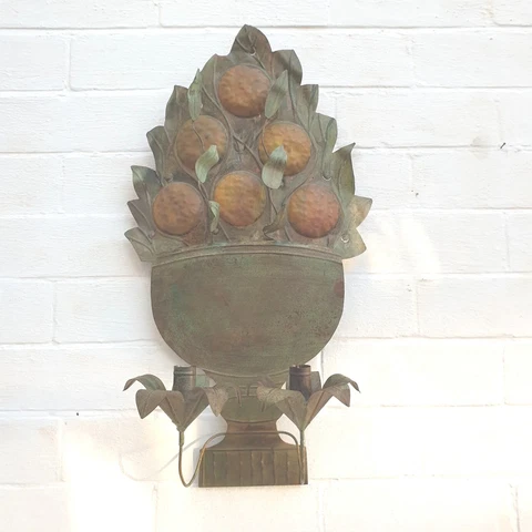 Antique French Tole Sunflower Wall Sconce Cover