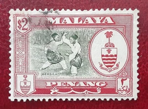 Bersilat de arte marcial usado Malaya Penang Asia 1960 $2 Mi 64 Scott 65 excelente 8564 - Imagen 1 de 2