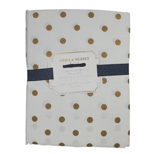 Lot de 4 draps QUEEN Pottery Barn The Emily & Meritt Metallic Dottie - Photo 1 sur 4