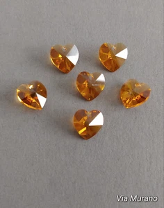 Authentic Swarovski 6202 Faceted 10mm Heart Pendant Topaz Non AB (Pk 6) - Picture 1 of 1