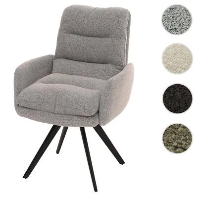 Esszimmerstuhl HWC-G66, Stuhl mit Armlehne, drehbar Auto-Position Stoff Bouclé - Bild 1 von 4