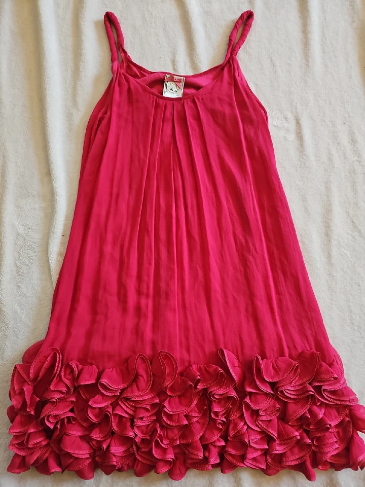 Платье Yoana Baraschi шелковые ремни летнее пляжное свадебное размер 2 Fuscia.   C34 - Изображение 1 из 4