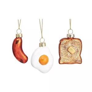 Sass & Belle Set of 3 Breakfast Items Christmas Tree Decorations Novelty Decor - Picture 1 of 2