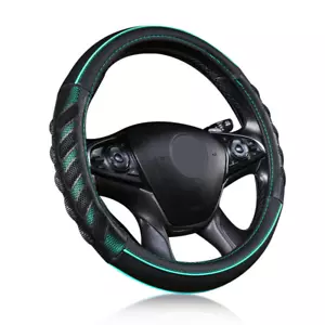 15" 38mm Car Steering Wheel Cover Odorless PU Leather Massage Black and Green - Bild 1 von 9