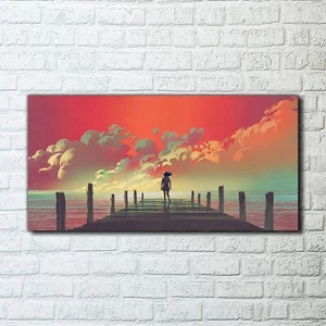 Canvas Wandbild Leinwand Bilder 100x50 Landschaft der allein stehenden Frau - Bild 1 von 10