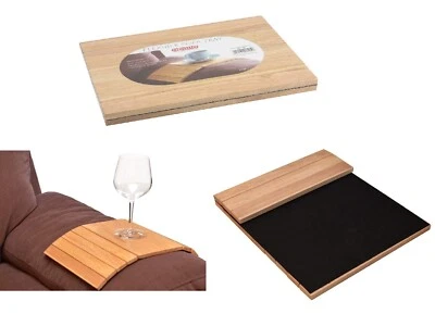 Flexible Sofa Tray Wooden Arm Chair Snack Serving Tray  Arm Rest Media Organiser - Image 1 of 4