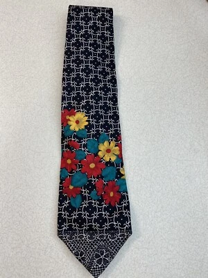 Corbata para hombre Enrico Coveri - Geométrica con flores - 100 % seda hecha en Italia Foto 1 de 4