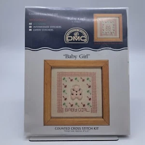 Kit de punto de cruz contado DMC para bebé niña principiantes marco de 4""x4"" incluido - Imagen 1 de 12