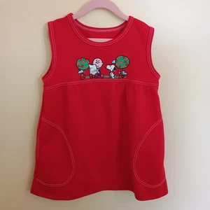 Vintage Danskin Red PEANUTS Snoopy Charlie Brown Dress Size 8 Girls - Picture 1 of 6