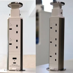 Slimline Pop-Up UK Schreibtisch Netzteil Buchse Gesicherter Power Streifen Büro - Bild 1 von 20