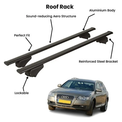 2 piezas barras transversales negras para AUDI A6 ALLROAD SW 2006-2011 Foto 1 de 4