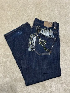 Vintage Y2K Rocawear Baggy Jeans Mens 38x30 Blue Wide Leg Embroidered Skater - Picture 1 of 19