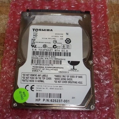 Toshiba MK5061GSYN 625237-001 Laptop Hard Drive 500GB 2.5" SATA - Image 1 of 4