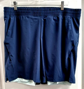 ATHLETIC WORKS DRIWORKS 8 IN INSEAM MENS BUILT IN SOLID NAVY/LIGHT BLUE L 36/38 - Imagen 1 de 8