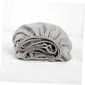 Linen Fitted Sheet (1 Piece) - 14 Inch Deep Pocket Mattress Cover King Grey - Picture 1 of 7