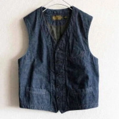 RRL Mitchell Cotton Hemp Denim Vest S Men's Ralph Lauren USED - Image 1 of 4