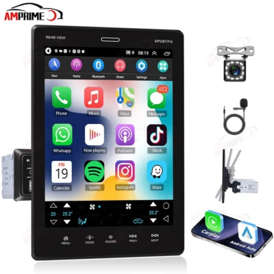 Single 1DIN CarPlay Autoradio mit Drehbarer 9,5 Zoll Touchscreen Rückfahrkamera - Bild 1 von 4