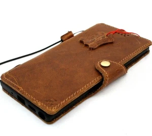 Funda de cuero genuino delgada para Samsung Galaxy Note 10 Plus hecha a mano billetera bronceada - Imagen 1 de 8