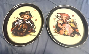 Vintage 1983 Hummel Tin Trays "Chick Girl and Playmates" ARS Edition Made in USA - Picture 1 of 13