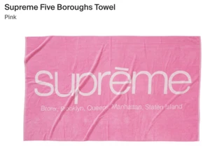 Brand New 100% Authentic - Supreme Five Buroughs Beach Towel In Pink And White - Picture 1 of 1