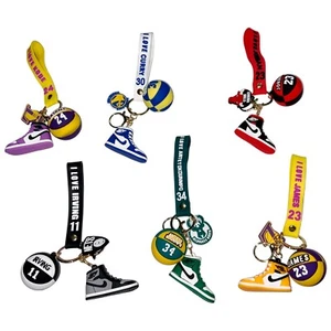 New 3D Mini Silicone Basketball Shoes Sneakers Key Ring Keychain Holder Home Car - Picture 1 of 9