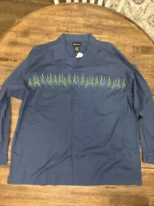 Y2K No Boundaries Mens XL Flames & Dice Stitched Button Shirt Deadstock NWT NEW - Picture 1 of 8