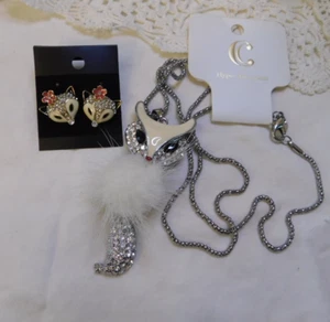 Encantador conjunto de collar colgante de zorro con diamantes de imitación Charlie y pendientes de zorro - Imagen 1 de 8