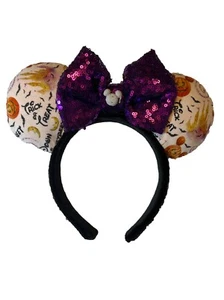 Disney Minnie Mouse Ears Headband Halloween Trick Or Treat Sequins Rare Sparkle - Picture 1 of 6