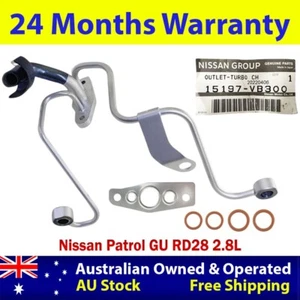 Genuine Turbo Oil Feed&Return Pipe+Gaskets For Nissan Patrol GU RD28 2.8L - Picture 1 of 12