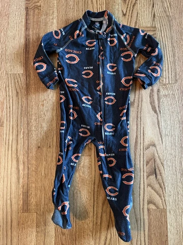 CHICAGO BEARS Youth Baby One Piece Zip Pajamas With Feet Size 18M Cover