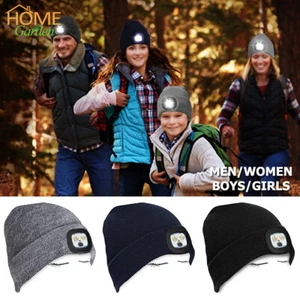 Men Women Kids LED Light Beanie Hat Knitted Winter Headlamp Warm Boys Girls Cap - Picture 1 of 16