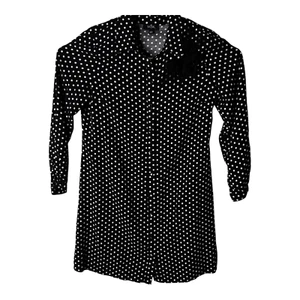 MSK Dress Size Large Long Sleve Black White Polka Dot Stretch with Collar - Picture 1 of 11