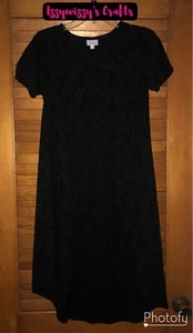 LuLaRoe Solid Black Snowflakes Textured Carly Dress Hi Low Lightweight Stretchy - Picture 1 of 6