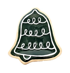 Fitz and Floyd Classic Santa's Kitchen Bell Snack Plate Green w White Icing 7" - Picture 1 of 5