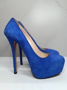 PRADA High Heels Schuhe Blau Wildleder Plateau Pumps Stilettoabsatz Runde Spi... - Bild 1 von 24