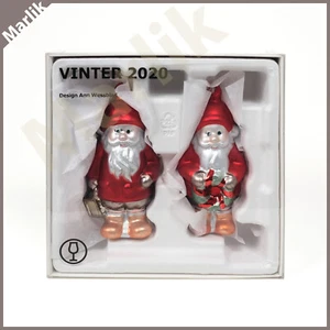 Ikea Vinter 2020 Gnome Santa Claus Christmas Ornament Balls 4 1/4" Glass, New - Picture 1 of 2