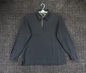 LL Bean Shirt Mens Large Gray Herringbone Pattern Long Sleeve Polo Cotton Preppy - Bild 1 von 10