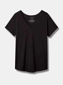 NWT Torrid Girlfriend Signature Jersey V-Neck Tee Size 4X Black - Picture 1 of 9