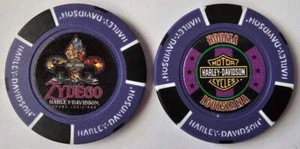 ZYDECO HARLEY DAVIDSON Houma LA Full Color Fleur Purple/Black Poker Chip CLOSED - Bild 1 von 3