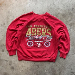 Vintage Logo 7 Red San Francisco 49ers Football Club Sweater, Large - Picture 1 of 4
