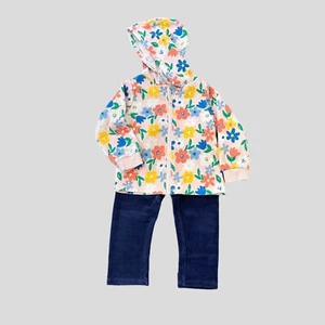 First Impressions 18mo Baby Girl Multicolor Floral Jacket And Blue Velvet Pant - Picture 1 of 8
