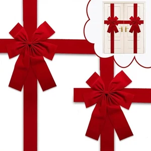 1/2pcs Big Ribbon Bow Christmas Red Redbow Front Door Hanging Bow New Year  - Picture 1 of 10