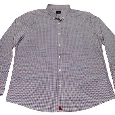 Рубашка UNTUCKit Lorimar XXL приталенная красная синяя клетчатая нейлоновая смесь на пуговицах - Изображение 1 из 4