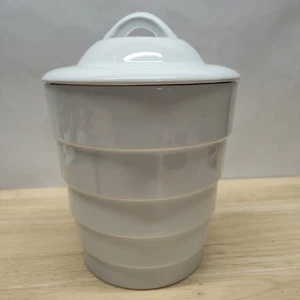 Frank Lloyd Wright 2003 GUGGENHEIM White Ribbed Cookie Jar Canister HENRIKSEN - Picture 1 of 7