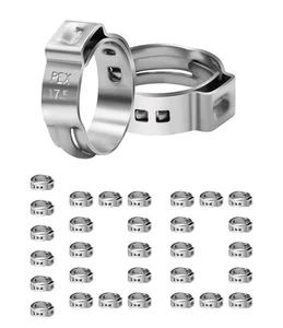Paquete de 100 abrazaderas de sujeción PEX de 1/2", abrazaderas de manguera de oreja única de acero inoxidable - Imagen 1 de 7