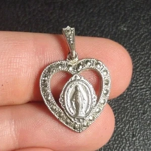 3,2 gr Ann Gale Vintage Markasit Heilige Maria Rose Medaille Sterlingsilber 925 Charm - Bild 1 von 6